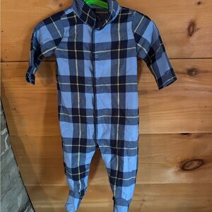 Primary Blue and Yellow Plaid Kids One Piece